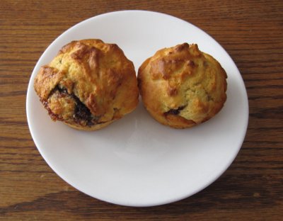 Two freshly baked surprise muffins